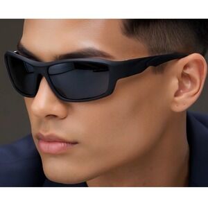 Mens Sport‎ Sunglasses Polarized Driving Dark Black Lens UV Protection Outdoor